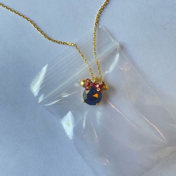 NWT Disney X Kate Spade New York Minnie Pendant Necklace in Black Jewel - Picture 5 of 6